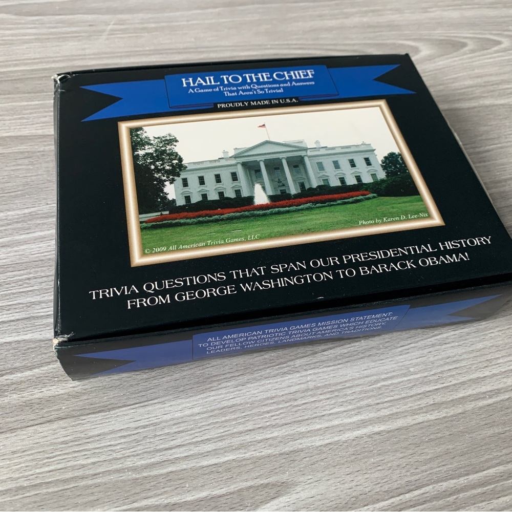 Hail to the Chief Trivia Questions COMPLETE.

Good condition.